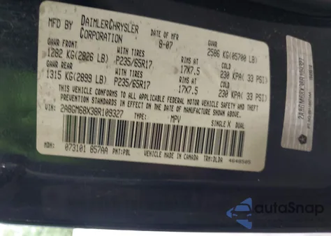 2008 Chrysler Pacifica Touring z USA, uszkodzony, nr VIN 2A8GM68X38R109327